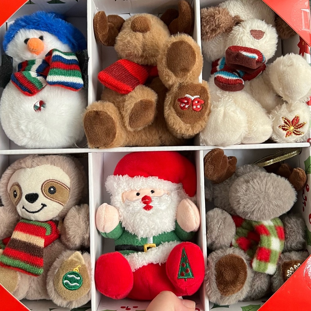 Christmas’s plush ornaments: 4.5” Plush Bear & Animal Ornaments, Set of 12 - NWT